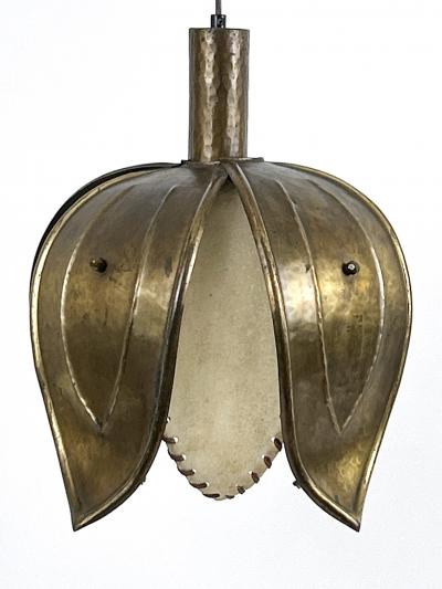  Rustika Lux Austria Unique Mid Century Hand Made Brass Pendant Lamp Tulip by Rustika Lux Austria