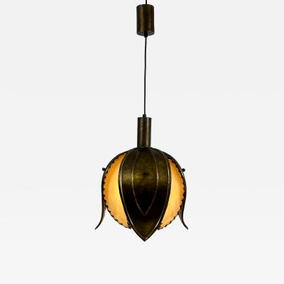 Rustika Lux Austria Unique Mid Century Hand Made Brass Pendant Lamp Tulip by Rustika Lux Austria