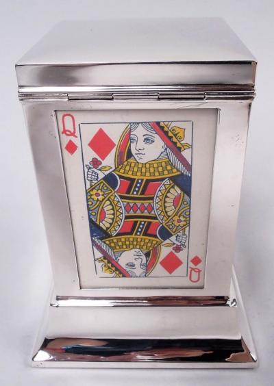 S Blanckensee Sons Ltd English Modern Classical Sterling Silver Playing Cards Box 1926
