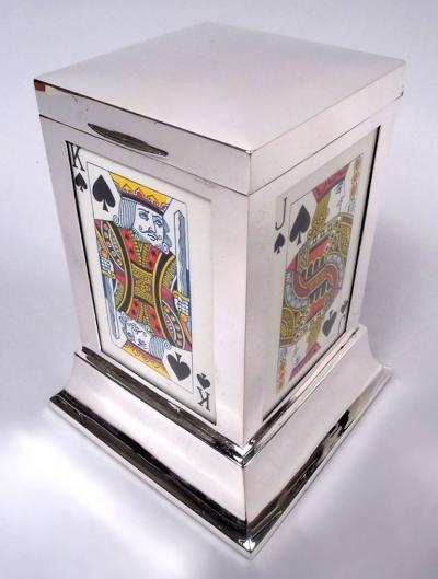  S Blanckensee Sons Ltd English Modern Classical Sterling Silver Playing Cards Box 1926