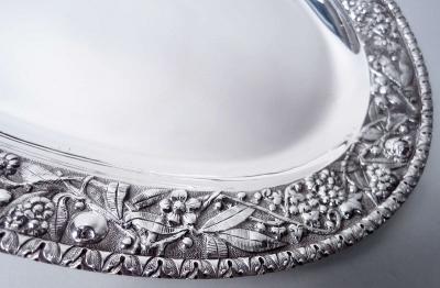 S Kirk Son Inc Antique Kirk Baltimore Repousse Silver Fern Flower Platter Tray