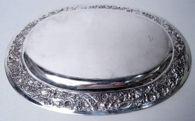  S Kirk Son Inc Antique Kirk Baltimore Repousse Silver Fern Flower Platter Tray