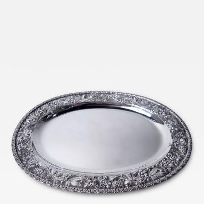  S Kirk Son Inc Antique Kirk Baltimore Repousse Silver Fern Flower Platter Tray