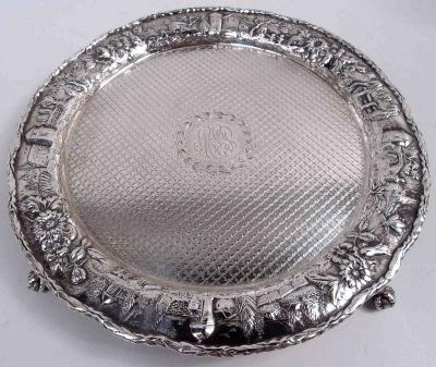  S Kirk Son Inc Antique Kirk Baltimore Repousse Tower Flower Pictorial Salver