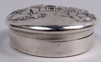 S Kirk Son Inc Antique Kirk Baltimore Small Sterling Silver Box with Pastoral Scene