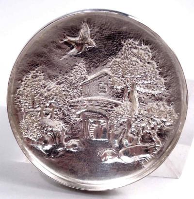  S Kirk Son Inc Antique Kirk Baltimore Small Sterling Silver Box with Pastoral Scene