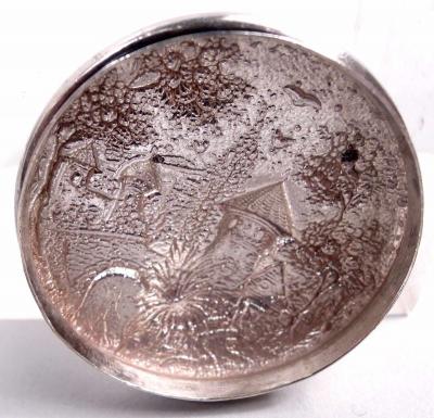  S Kirk Son Inc Antique Kirk Baltimore Sterling Silver Pillbox with Pastoral Scene