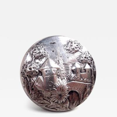  S Kirk Son Inc Antique Kirk Baltimore Sterling Silver Pillbox with Pastoral Scene