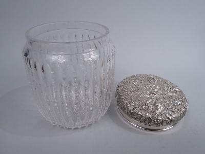  S Kirk Son Inc Antique Kirk Edwardian Sterling Silver Cut Glass Tobacco Jar