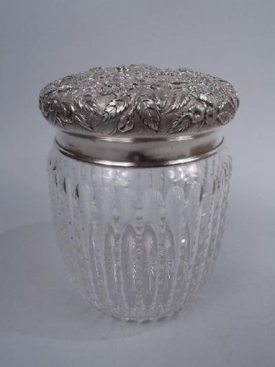  S Kirk Son Inc Antique Kirk Edwardian Sterling Silver Cut Glass Tobacco Jar