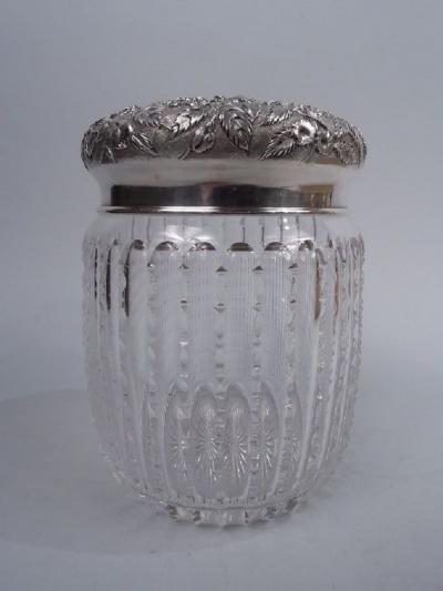  S Kirk Son Inc Antique Kirk Edwardian Sterling Silver Cut Glass Tobacco Jar