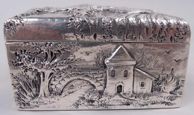  S Kirk Son Inc Kirk Baltimore Sterling Silver Box with Picturesque Architecture