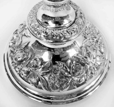  S Kirk Son Inc Pair of Kirk Traditional Baltimore Repousse 3 Light Candelabra