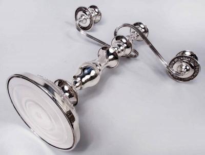  S Kirk Son Inc Pair of Kirk Traditional Baltimore Repousse 3 Light Candelabra