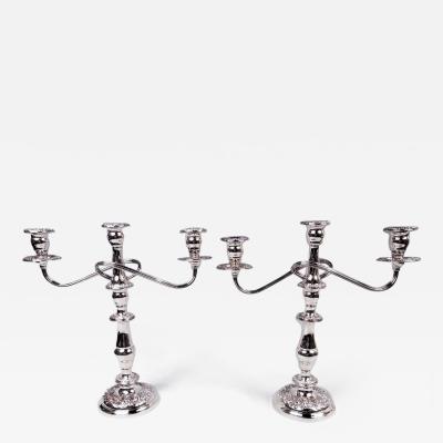  S Kirk Son Inc Pair of Kirk Traditional Baltimore Repousse 3 Light Candelabra