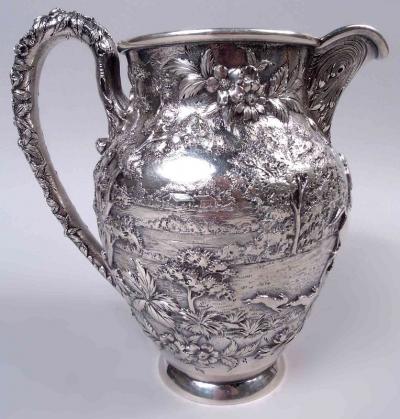  S Kirk Son Inc Superb Kirk Baltimore Pictorial Water Pitcher with Horse Hunter