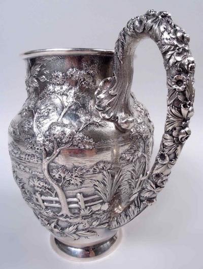 S Kirk Son Inc Superb Kirk Baltimore Pictorial Water Pitcher with Horse Hunter