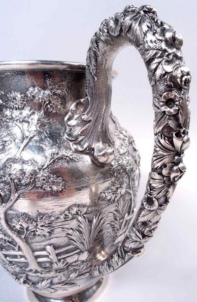  S Kirk Son Inc Superb Kirk Baltimore Pictorial Water Pitcher with Horse Hunter