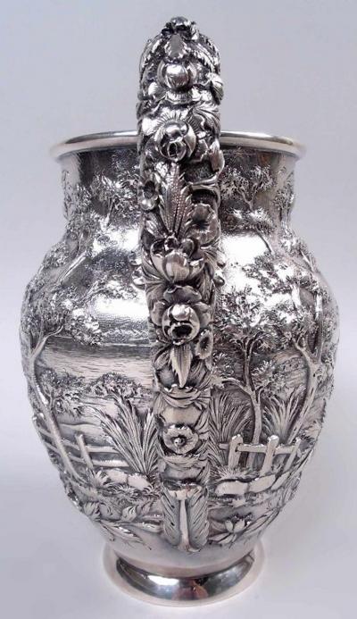  S Kirk Son Inc Superb Kirk Baltimore Pictorial Water Pitcher with Horse Hunter