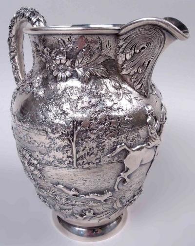  S Kirk Son Inc Superb Kirk Baltimore Pictorial Water Pitcher with Horse Hunter