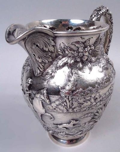  S Kirk Son Inc Superb Kirk Baltimore Pictorial Water Pitcher with Horse Hunter