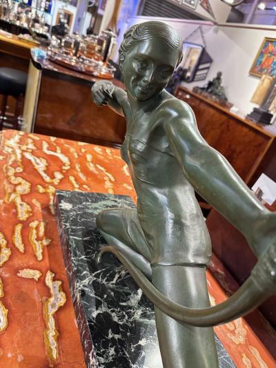  S Melanie French Art Deco Diana the Huntress Bronze by S Melanie 1930s