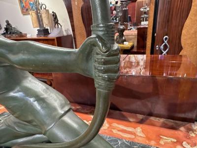  S Melanie French Art Deco Diana the Huntress Bronze by S Melanie 1930s
