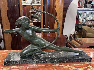  S Melanie French Art Deco Diana the Huntress Bronze by S Melanie 1930s