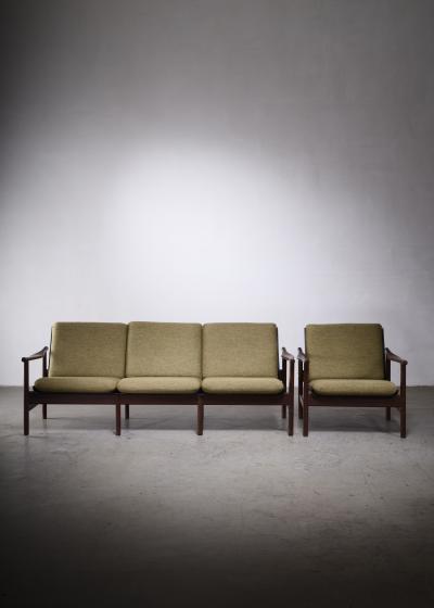  S borg M belfabrik Soborg Mobiler Teak and Plywood Seating Group with Green Cushions Denmark