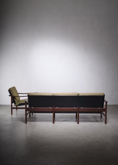  S borg M belfabrik Soborg Mobiler Teak and Plywood Seating Group with Green Cushions Denmark