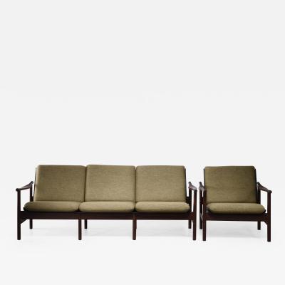  S borg M belfabrik Soborg Mobiler Teak and Plywood Seating Group with Green Cushions Denmark
