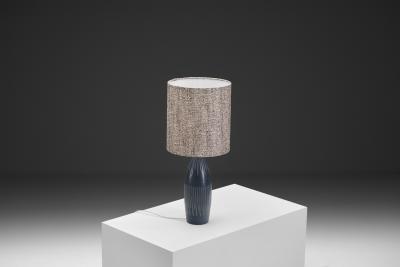  S holm Stent j Soholm ceramics 3007 S Stoneware Table Lamp with Dark Blue Glaze by S holm Denmark 1950s