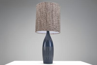  S holm Stent j Soholm ceramics 3007 S Stoneware Table Lamp with Dark Blue Glaze by S holm Denmark 1950s