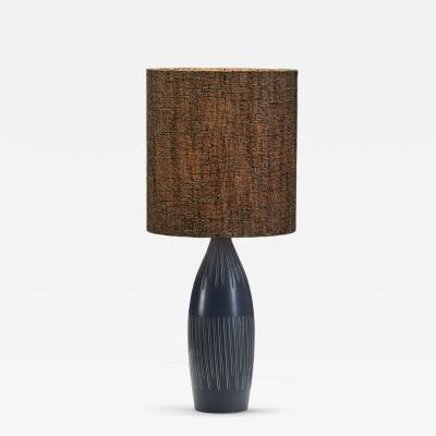  S holm Stent j Soholm ceramics 3007 S Stoneware Table Lamp with Dark Blue Glaze by S holm Denmark 1950s