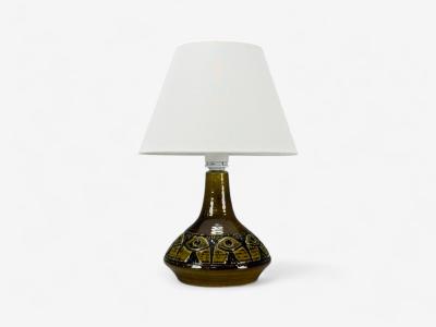  S holm Stent j Soholm ceramics Arne Finne Nielsen Olive Green Stoneware Table Lamp Denmark 1960s