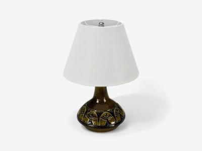  S holm Stent j Soholm ceramics Arne Finne Nielsen Olive Green Stoneware Table Lamp Denmark 1960s