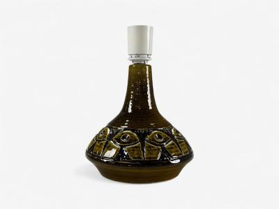  S holm Stent j Soholm ceramics Arne Finne Nielsen Olive Green Stoneware Table Lamp Denmark 1960s