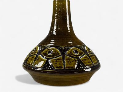  S holm Stent j Soholm ceramics Arne Finne Nielsen Olive Green Stoneware Table Lamp Denmark 1960s
