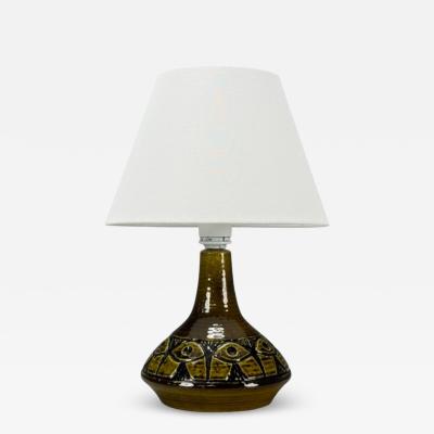  S holm Stent j Soholm ceramics Arne Finne Nielsen Olive Green Stoneware Table Lamp Denmark 1960s