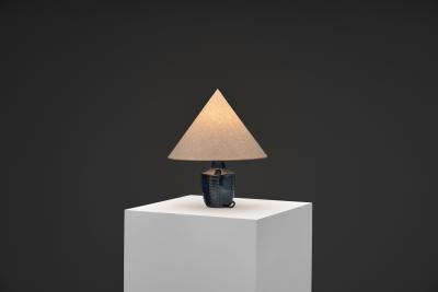  S holm Stent j Soholm ceramics Model 1025 Blue Glazed Stoneware Table Lamp for S holm Denmark 1960s