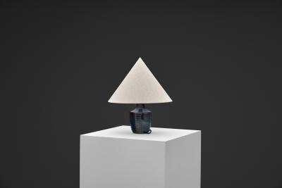  S holm Stent j Soholm ceramics Model 1025 Blue Glazed Stoneware Table Lamp for S holm Denmark 1960s