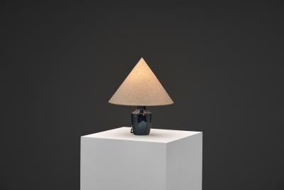  S holm Stent j Soholm ceramics Model 1025 Blue Glazed Stoneware Table Lamp for S holm Denmark 1960s