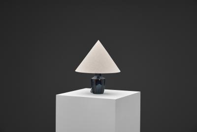  S holm Stent j Soholm ceramics Model 1025 Blue Glazed Stoneware Table Lamp for S holm Denmark 1960s