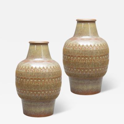  S holm Stent j Soholm ceramics Pair of Exuberantly Ornamented Vases by Gerd Hjort Petersen for S holm