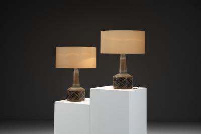  S holm Stent j Soholm ceramics Pair of Model 1208 3 Ceramic Table Lamps by S holm Denmark 1960s