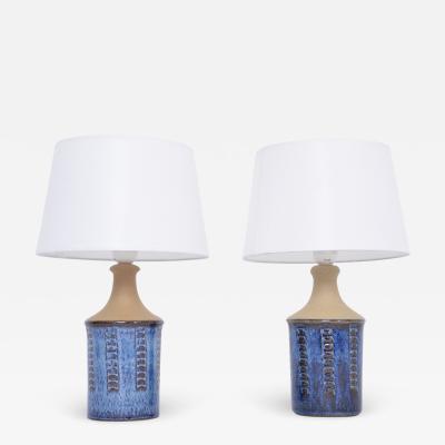  S holm Stent j Soholm ceramics Pair of Smalll Blue Mid Century Modern Table Lamps by Maria Philippi for Soholm
