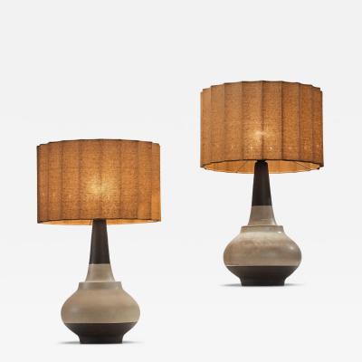  S holm Stent j Soholm ceramics Pair of Two Tone Stoneware Table Lamps by S holm Denmark Late 20th Century