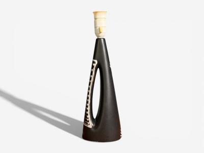  S holm Stent j Soholm ceramics S holm Stentoj Table Lamp Black Stoneware Denmark 1950s