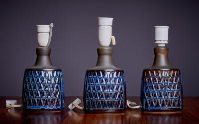  S holm Stent j Soholm ceramics Set of 3 Ceramic Table Lamps by Soholm Denmark 1960s