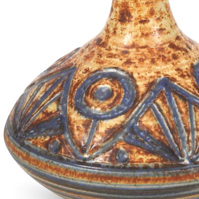  S holm Stent j Soholm ceramics Table Lamp with Carved Abstracted Floral Design by S holm Stent j